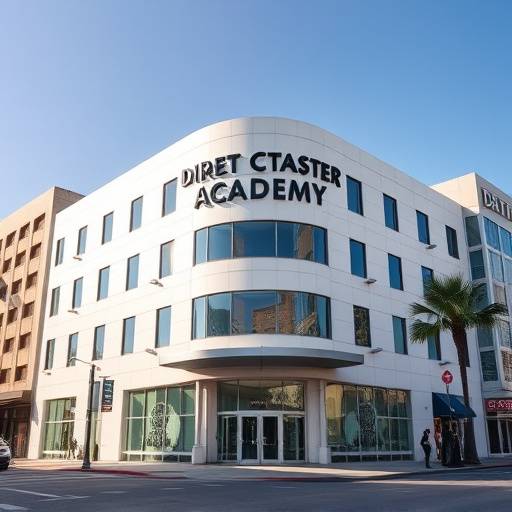 Exterior of Directing Mastery Academy, a modern building in downtown Los Angeles