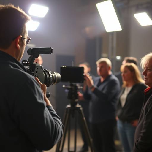 Film set with director and crew