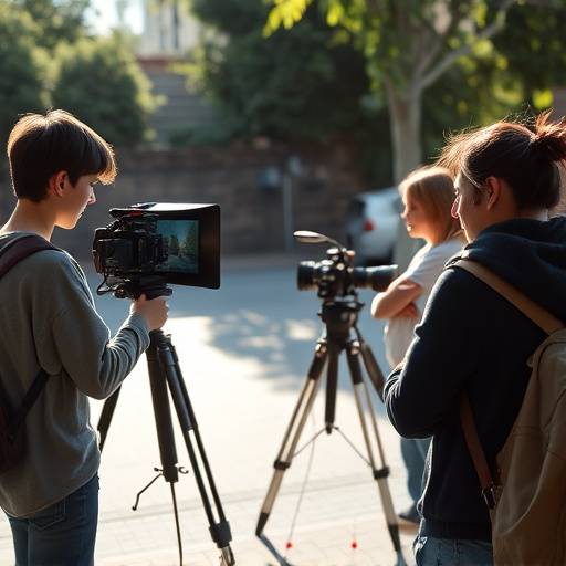 Students filming a scene for Directing Fundamentals course